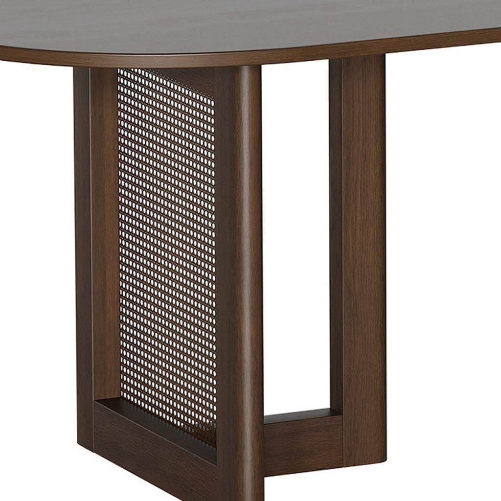 79" Walnut Wood Oval Bar Table