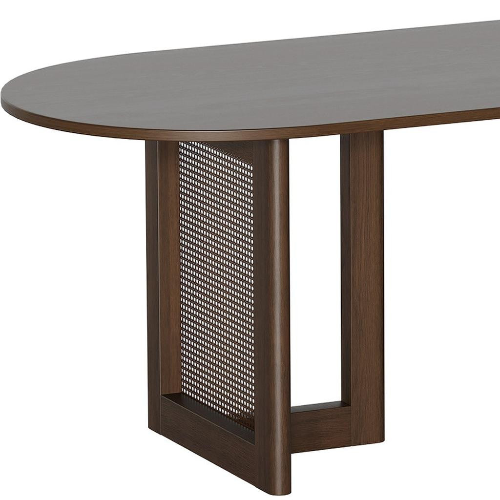 79" Walnut Wood Oval Bar Table