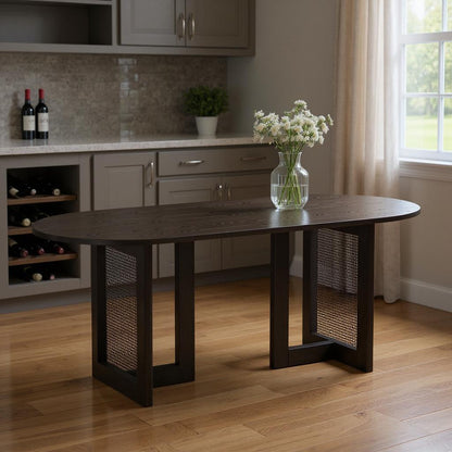 79" Black Wood Oval Bar Table