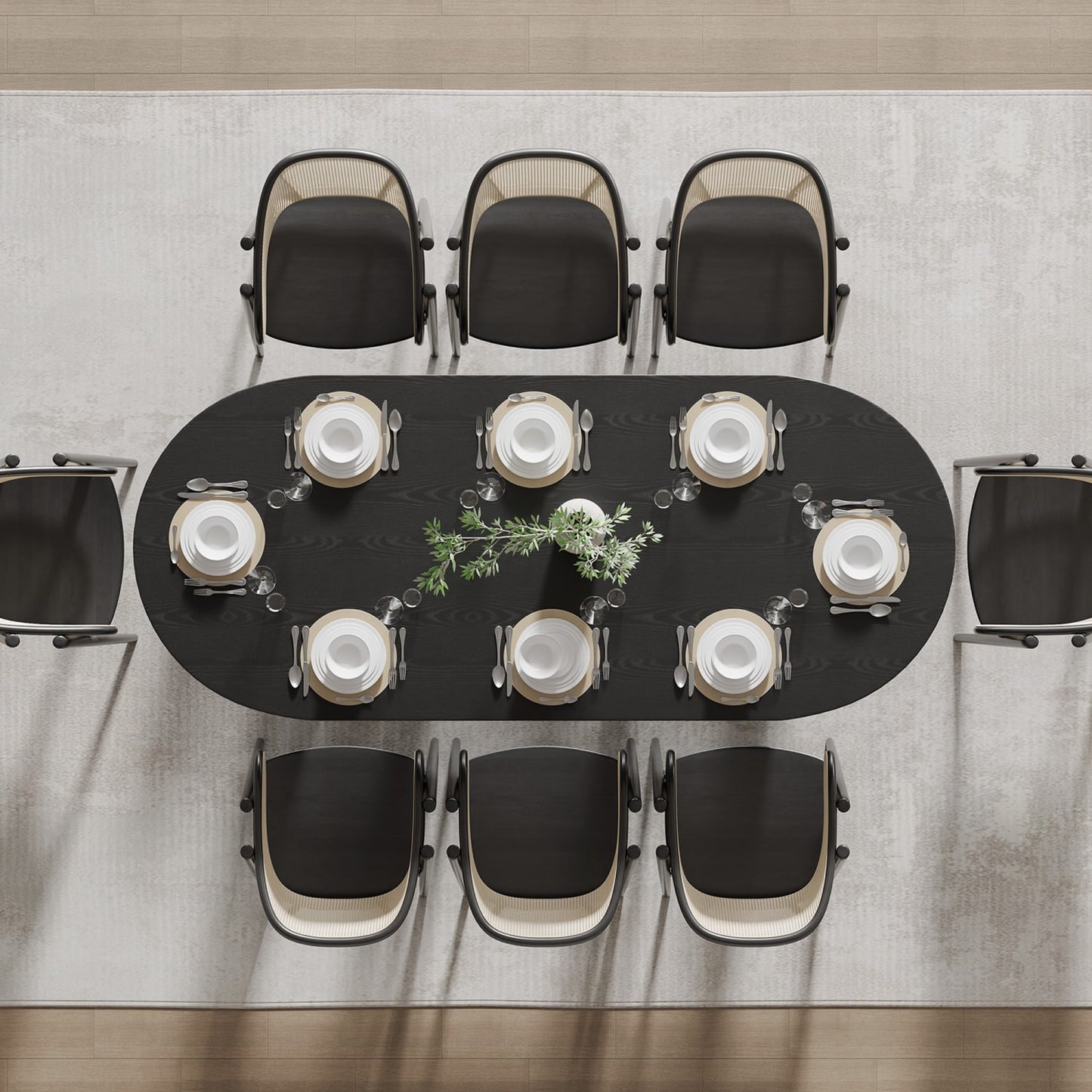 79" Black Wood Oval Bar Table