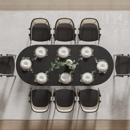 79" Black Wood Oval Bar Table