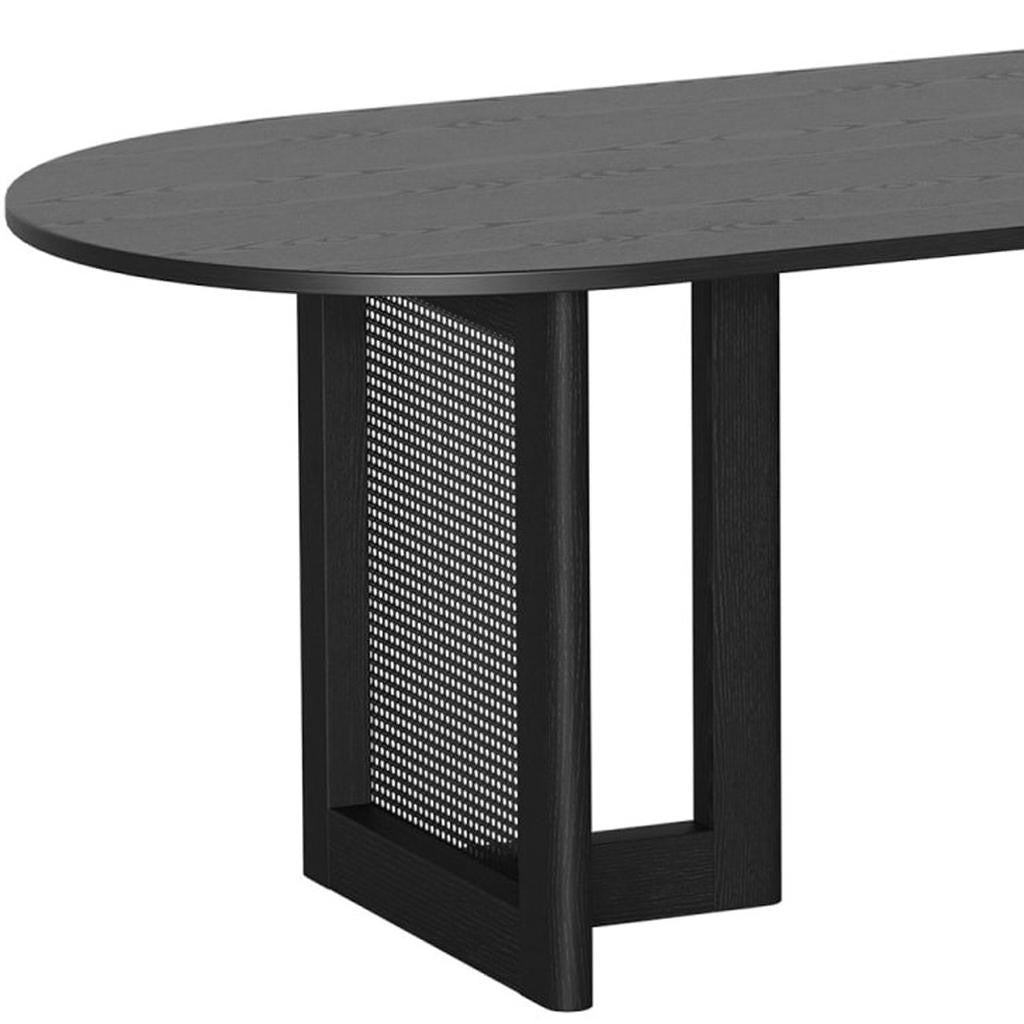 79" Black Wood Oval Bar Table