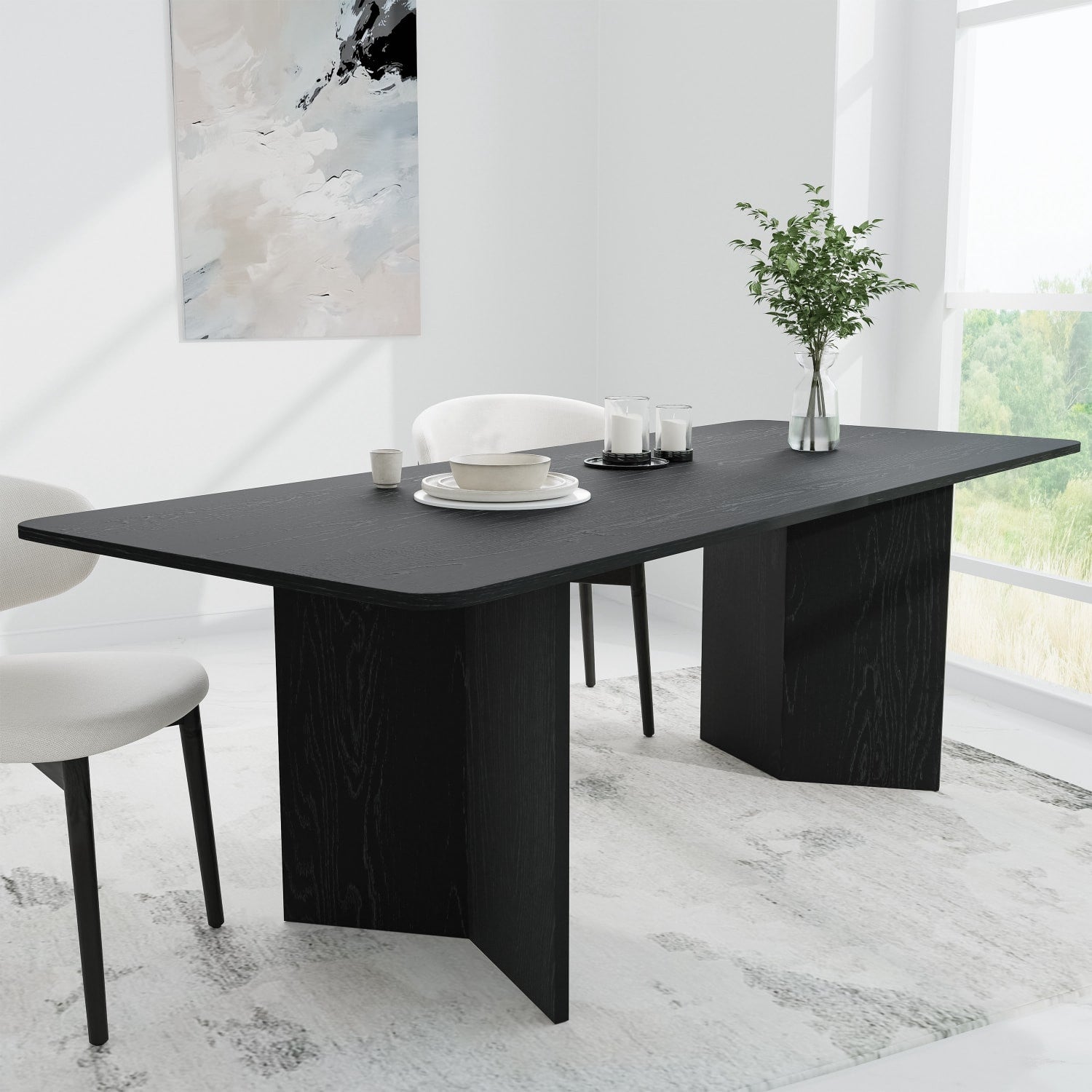 79" Black Wood Square Bar Table