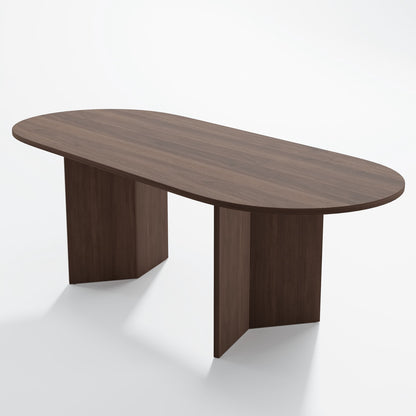 79" Walnut Wood Oval Bar Table
