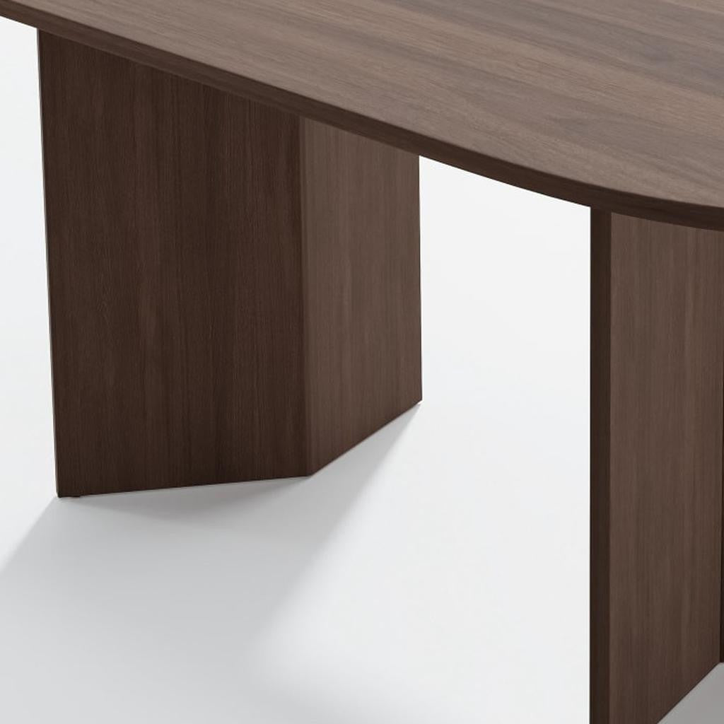 79" Walnut Wood Oval Bar Table