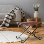 Brown and Black Fabric and Metal Free Form Solid Furniture Set