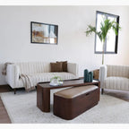 54" Brown Solid Wood Sled Trunk Coffee Table