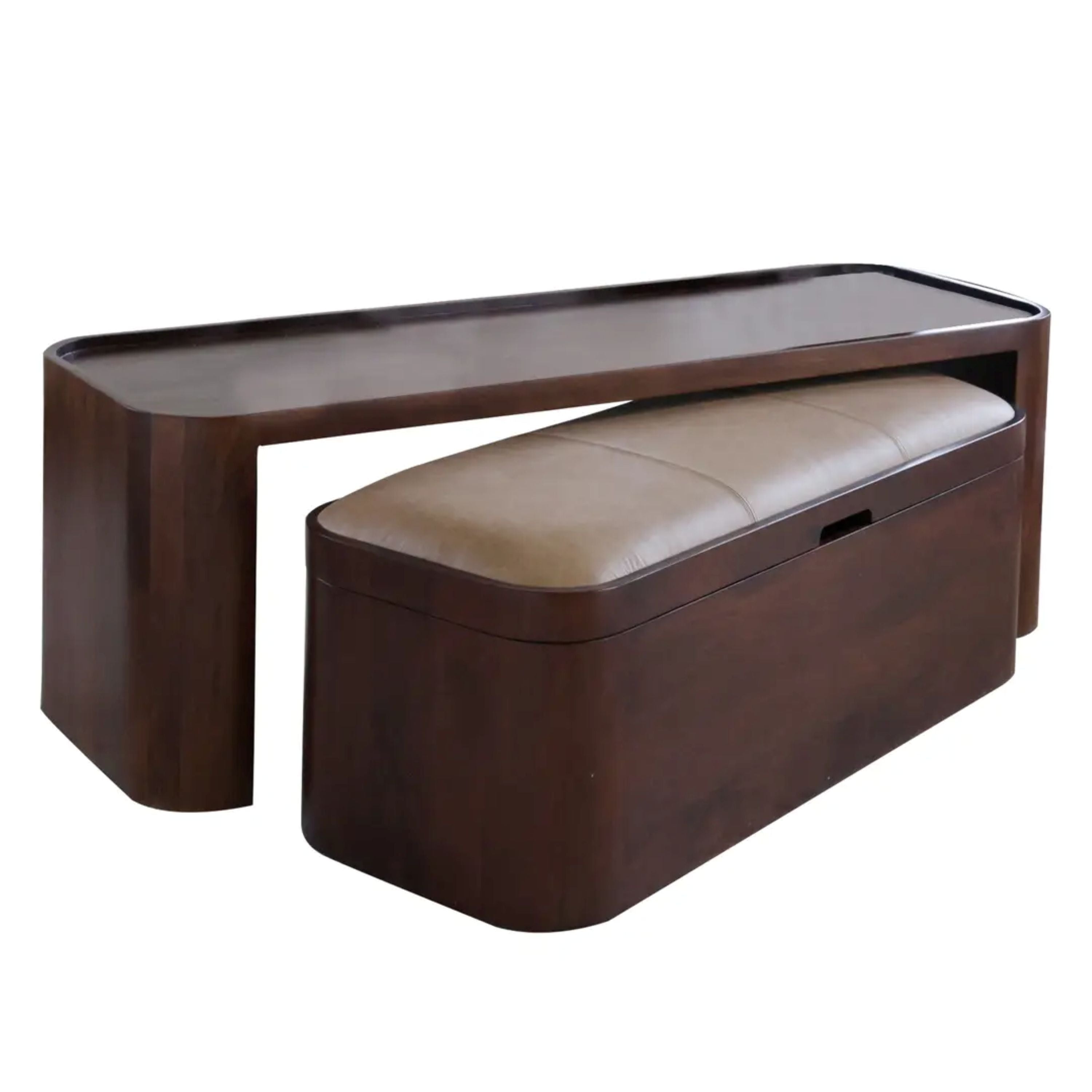 54" Brown Solid Wood Sled Trunk Coffee Table
