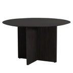 52" Dark Brown Solid Wood Cross Leg Base Round Top Dining Table
