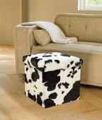 12" Plastic Cow Print Storage Ottoman