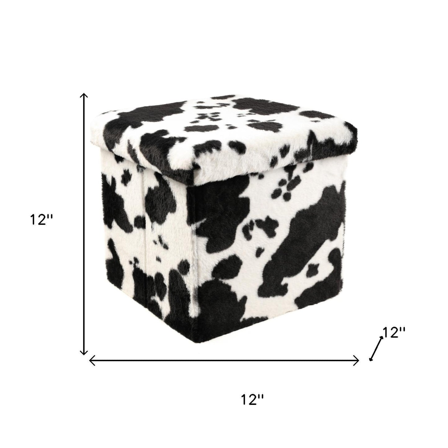 12" Plastic Cow Print Storage Ottoman