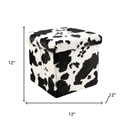 12" Plastic Cow Print Storage Ottoman