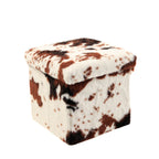 12" Plastic Cow Print Storage Ottoman