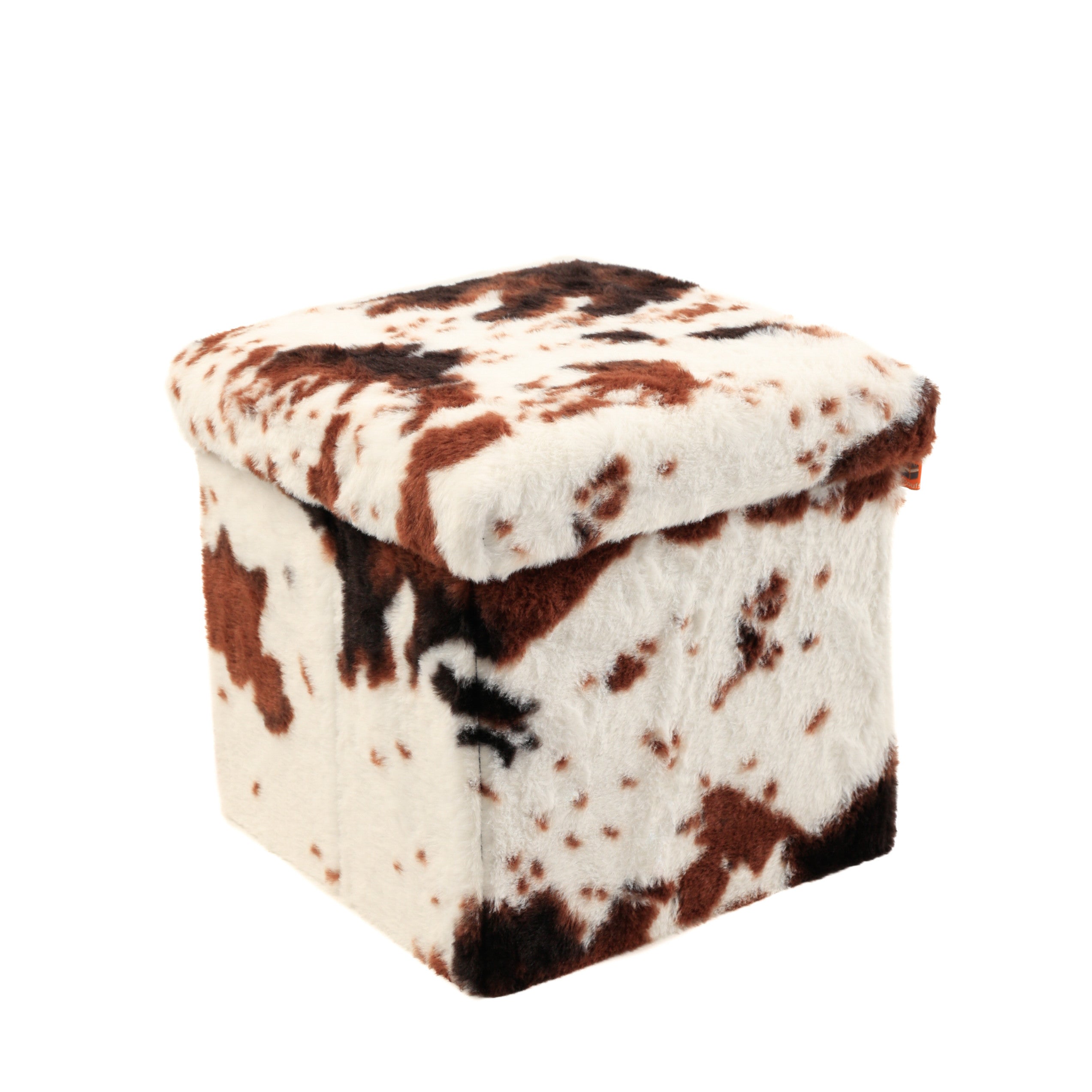 12" Plastic Cow Print Storage Ottoman
