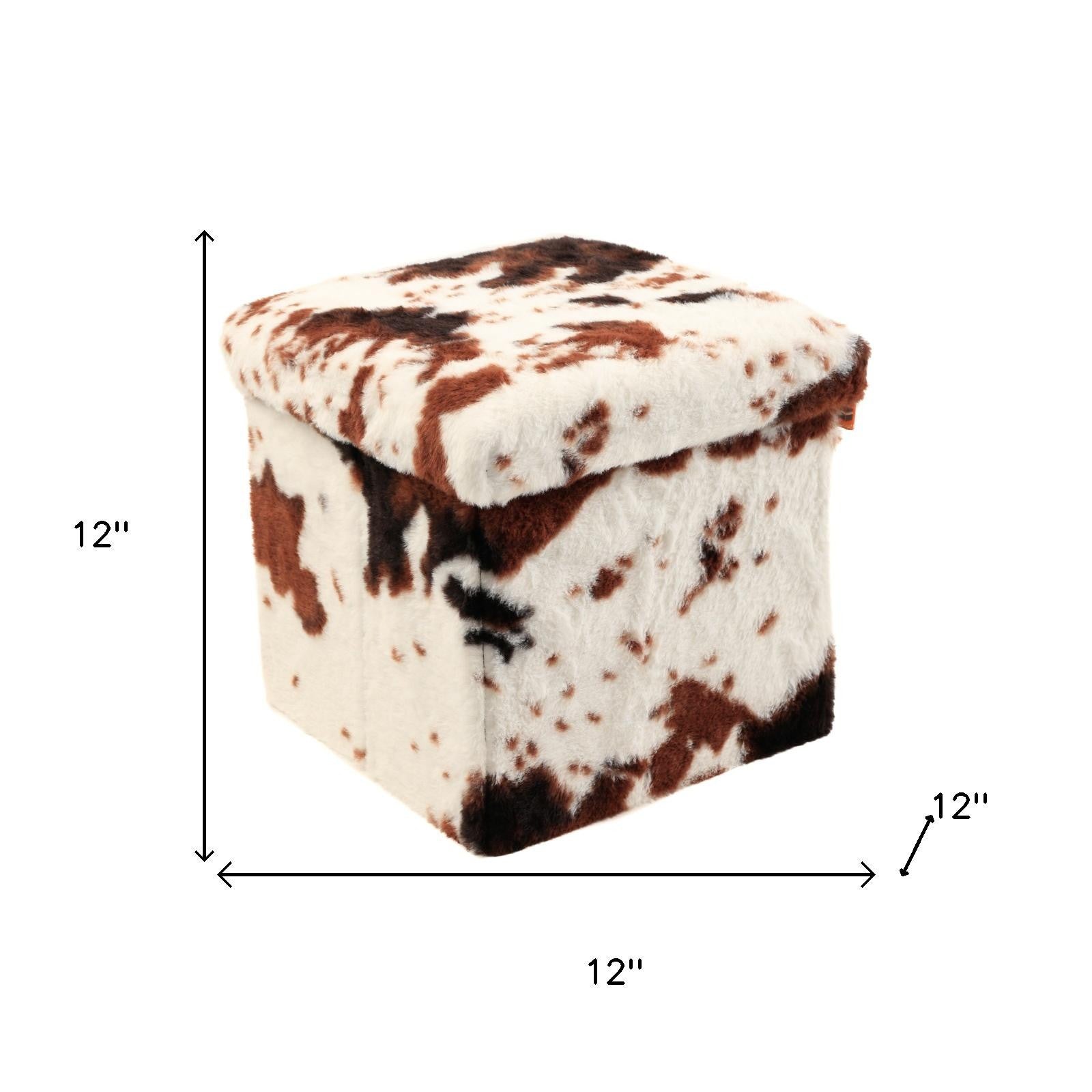 12" Plastic Cow Print Storage Ottoman