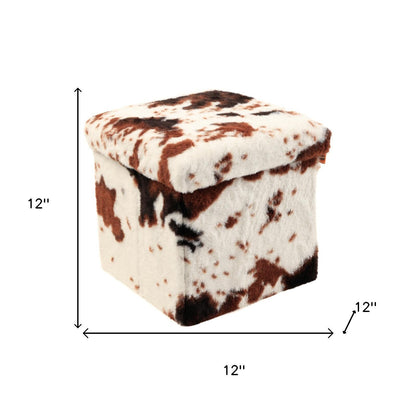 12" Plastic Cow Print Storage Ottoman