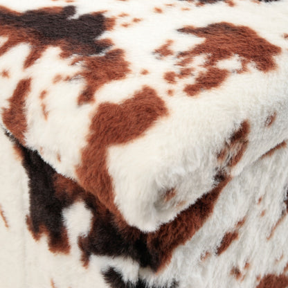 12" Plastic Cow Print Storage Ottoman