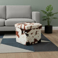 12" Plastic Cow Print Storage Ottoman