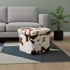 12" Plastic Cow Print Storage Ottoman