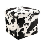 15" Plastic Cow Print Storage Ottoman