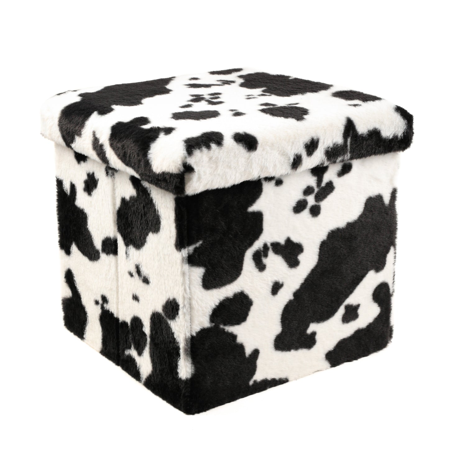 15" Plastic Cow Print Storage Ottoman