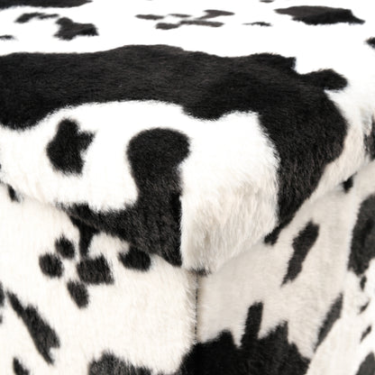 15" Plastic Cow Print Storage Ottoman