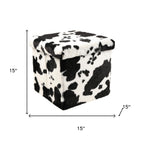 15" Plastic Cow Print Storage Ottoman