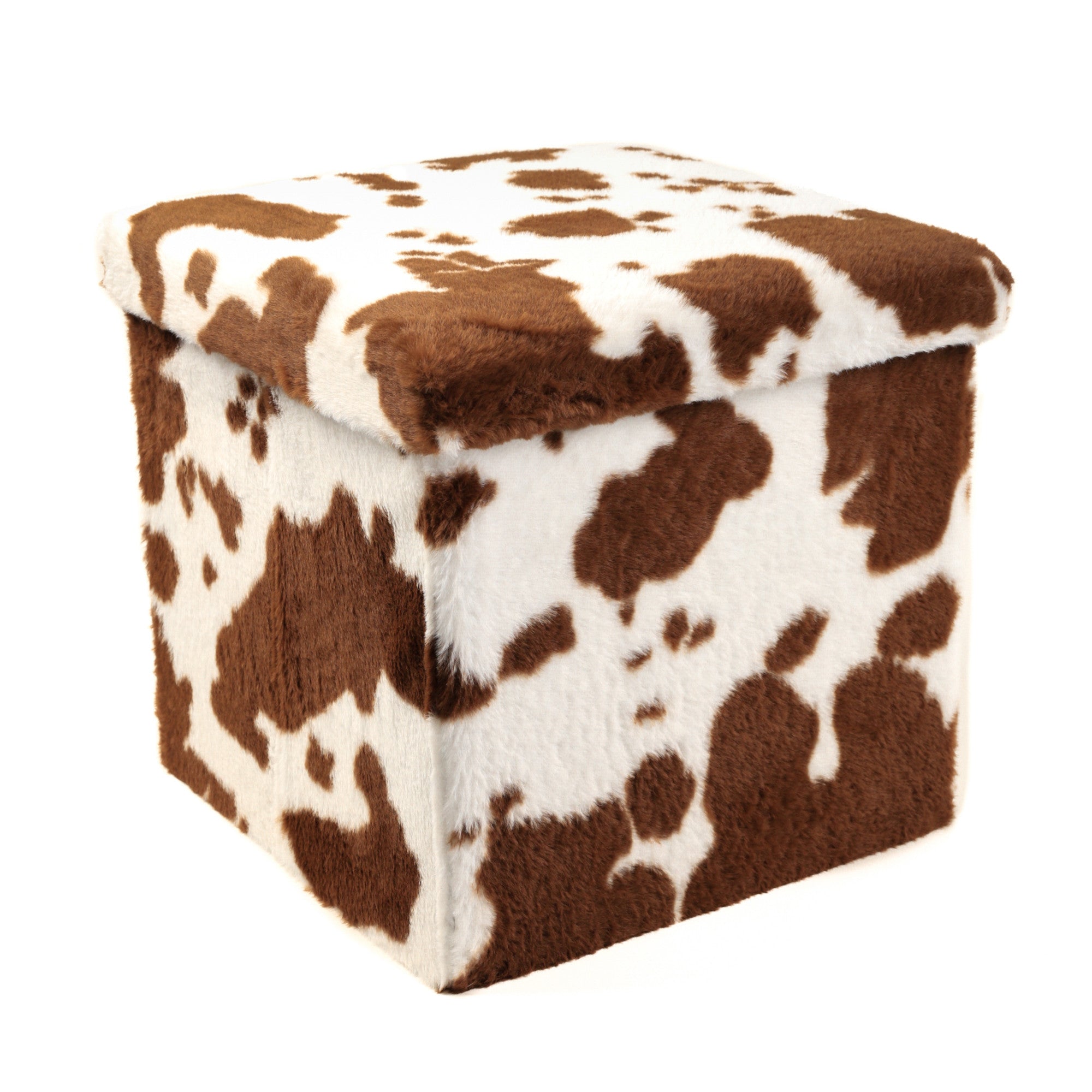 15" Plastic Cow Print Storage Ottoman