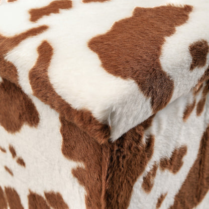 15" Plastic Cow Print Storage Ottoman