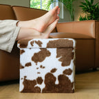 15" Plastic Cow Print Storage Ottoman