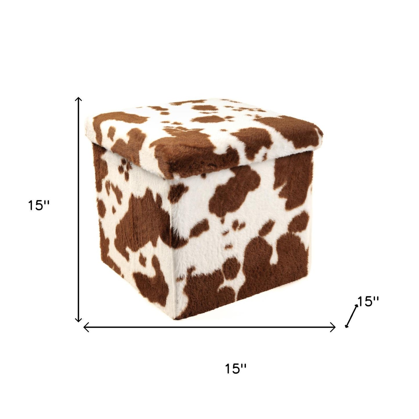 15" Plastic Cow Print Storage Ottoman