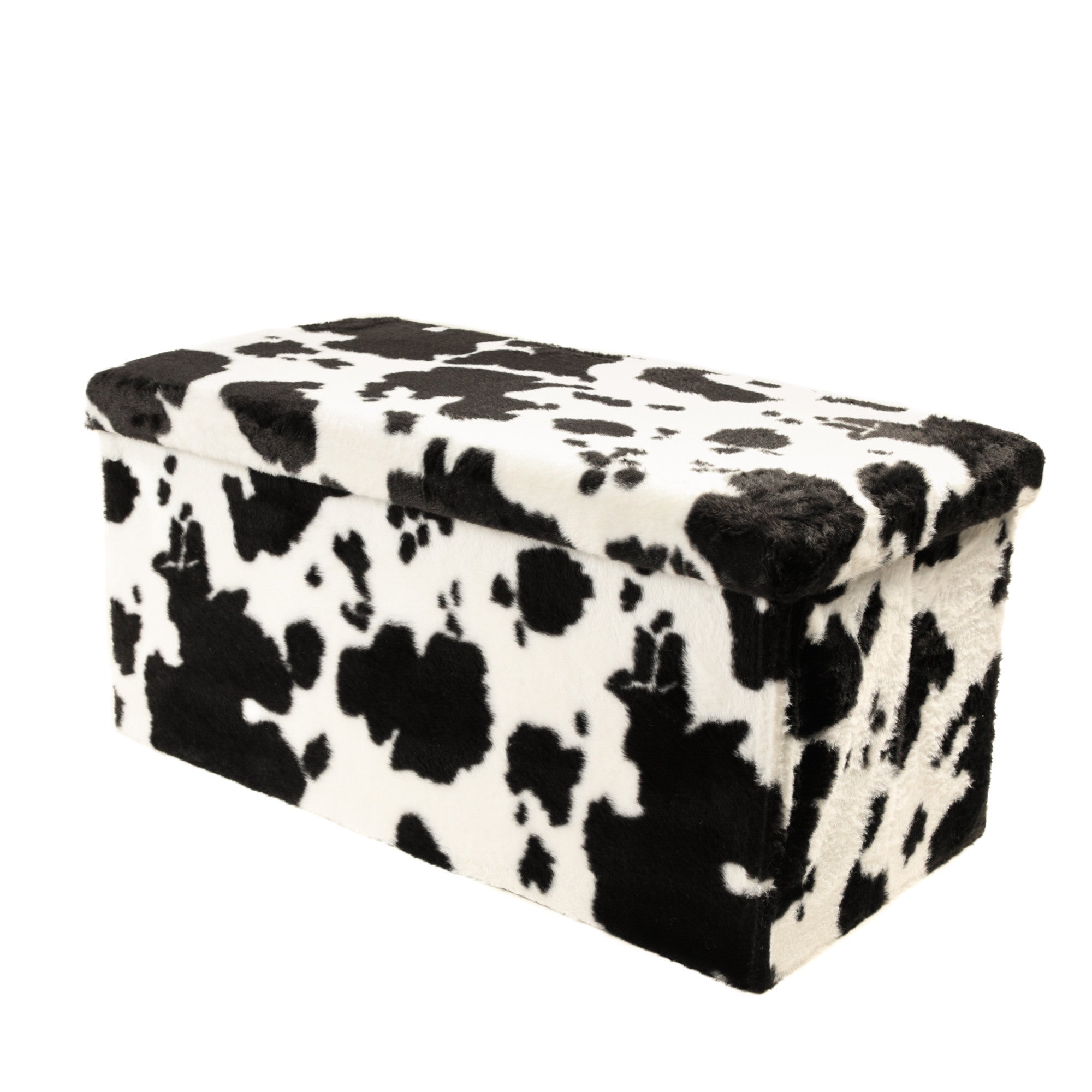 30" Plastic Cow Print Storage Ottoman