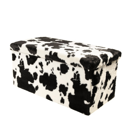 30" Plastic Cow Print Storage Ottoman