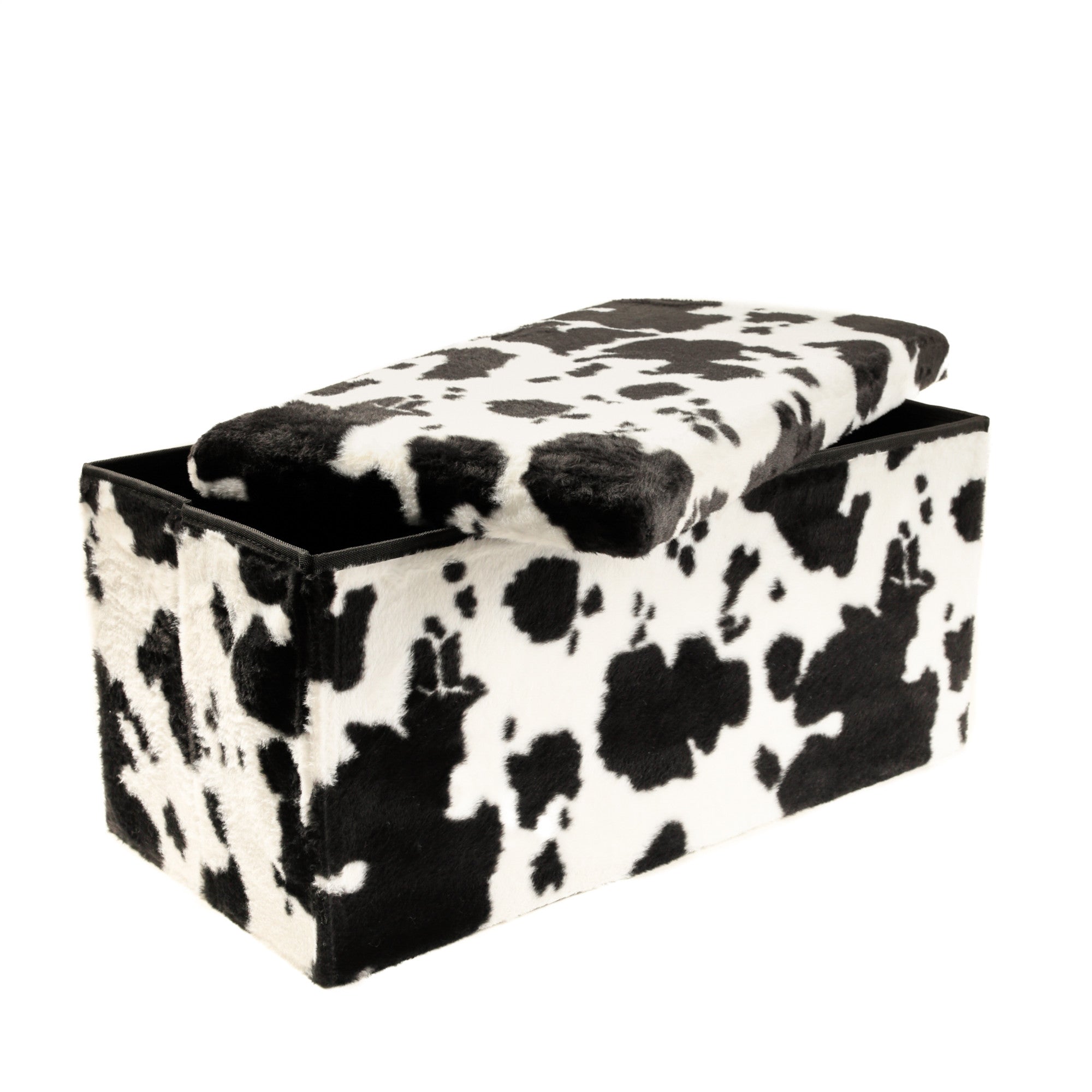 30" Plastic Cow Print Storage Ottoman