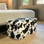 30" Plastic Cow Print Storage Ottoman