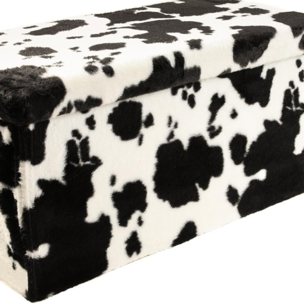 30" Plastic Cow Print Storage Ottoman