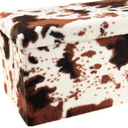 30" Plastic Cow Print Storage Ottoman