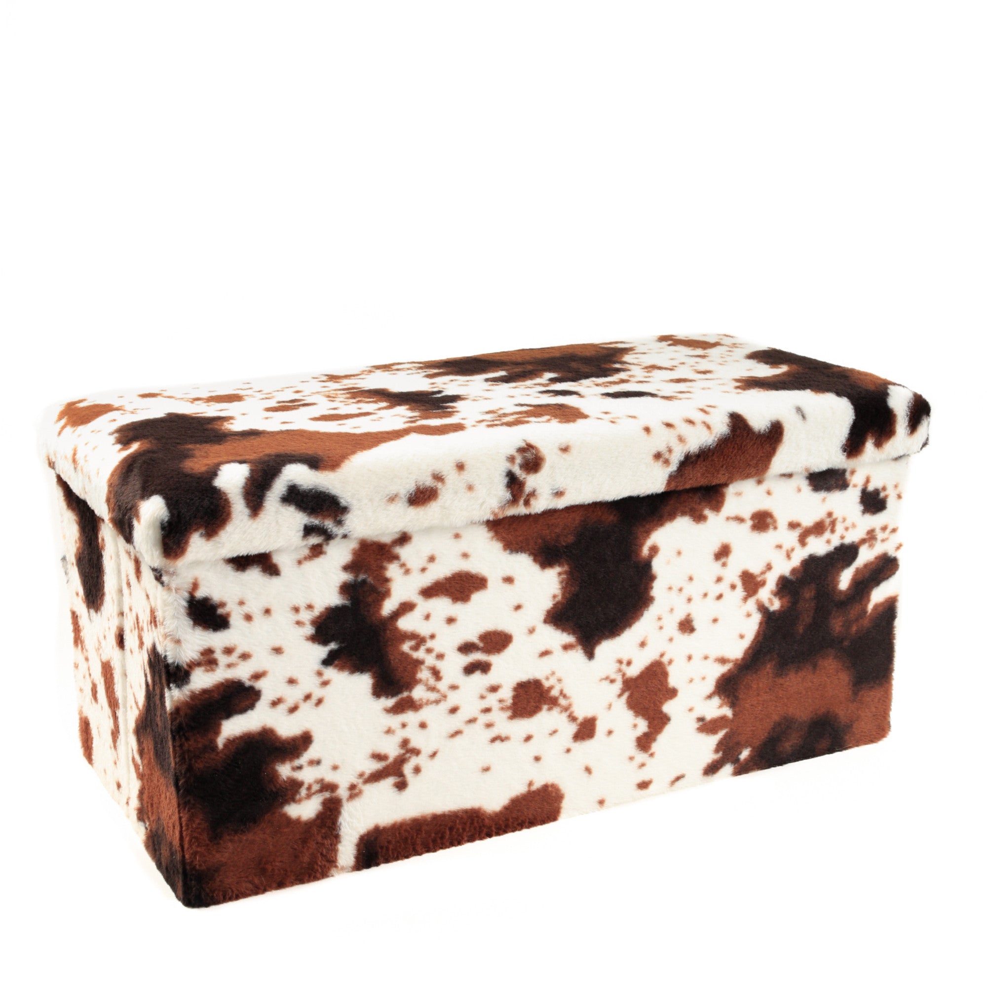 30" Plastic Cow Print Storage Ottoman