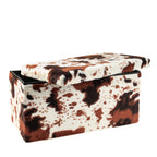 30" Plastic Cow Print Storage Ottoman