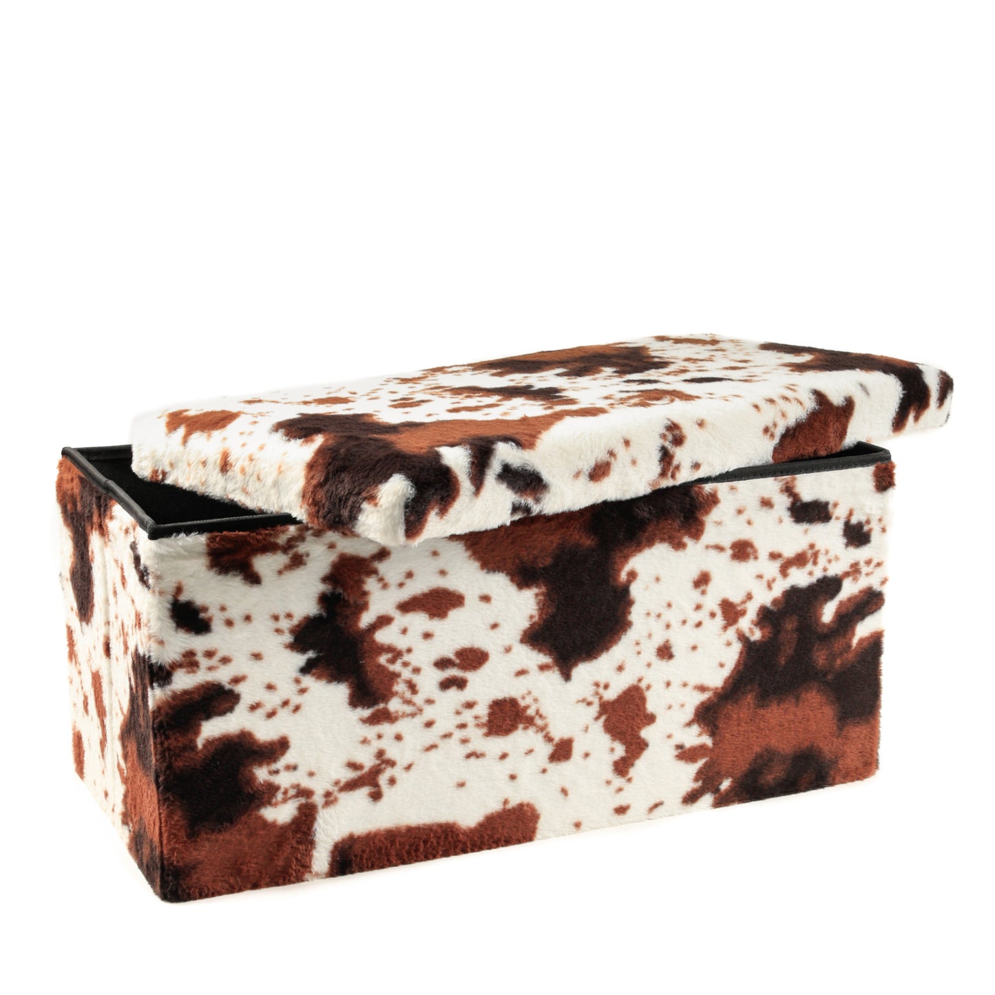 30" Plastic Cow Print Storage Ottoman