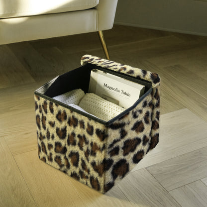 12" Plastic Animal Print Storage Ottoman