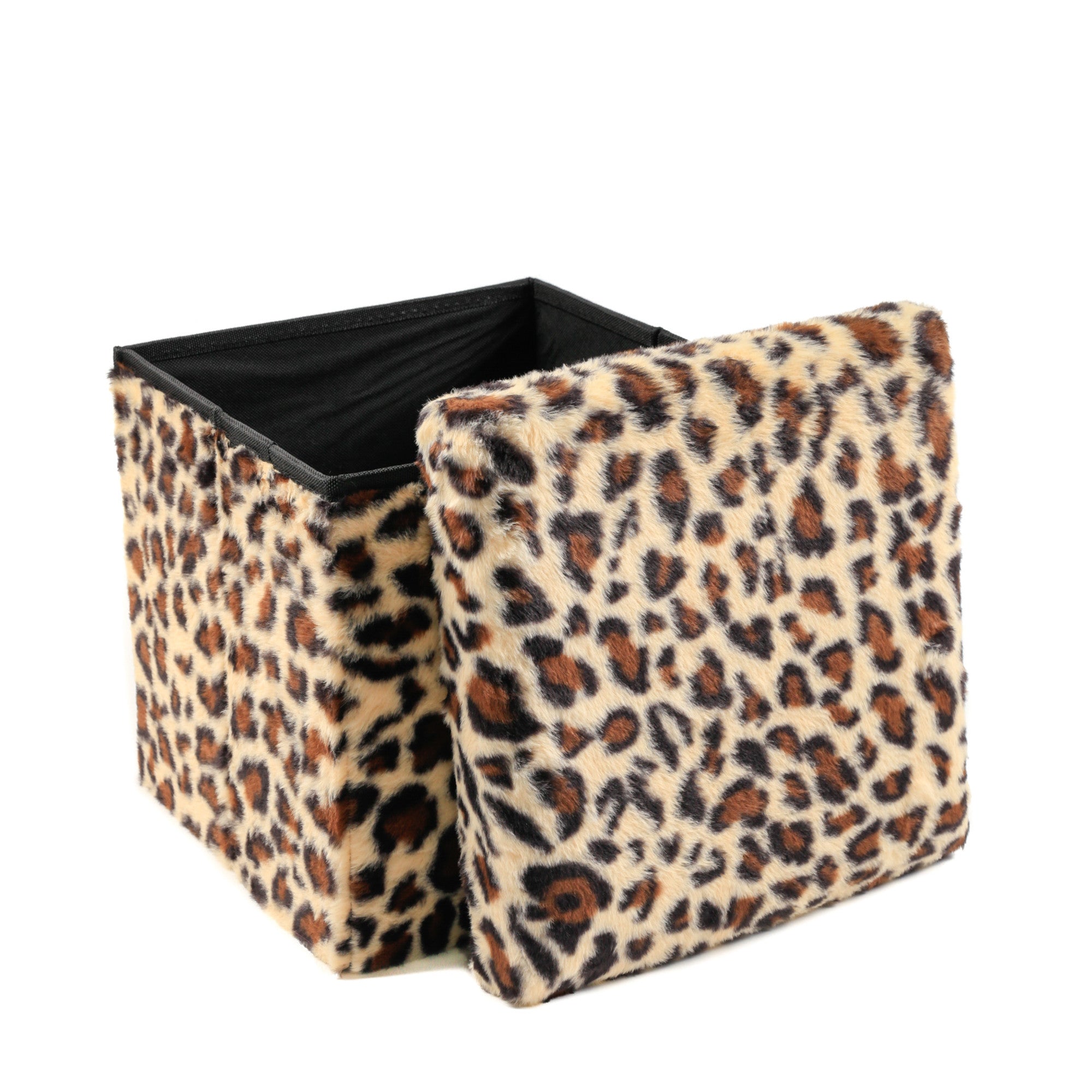 12" Plastic Animal Print Storage Ottoman