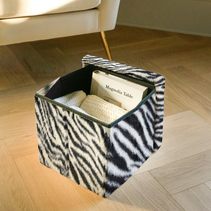 12" Plastic Animal Print Storage Ottoman