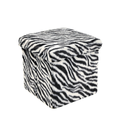 12" Plastic Animal Print Storage Ottoman