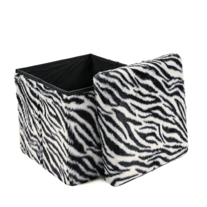 12" Plastic Animal Print Storage Ottoman