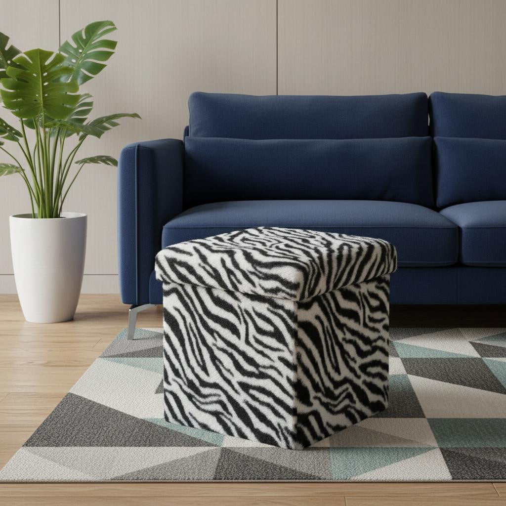 12" Plastic Animal Print Storage Ottoman