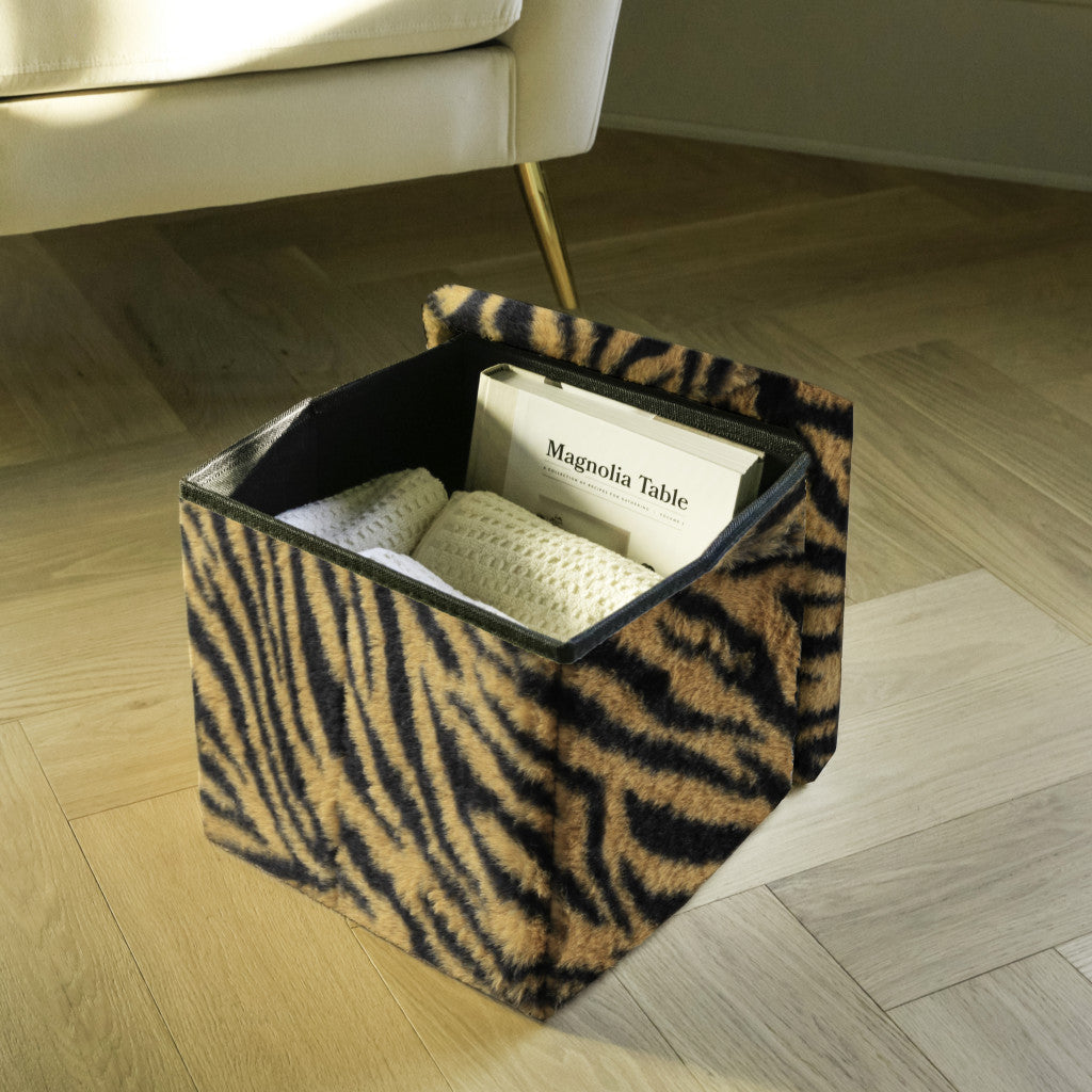 12" Plastic Animal Print Storage Ottoman