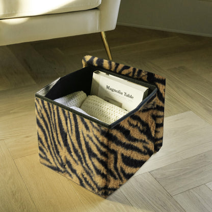 12" Plastic Animal Print Storage Ottoman