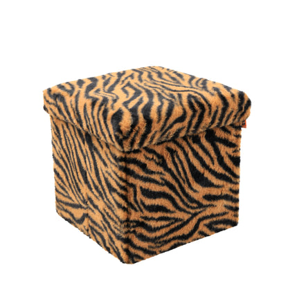 12" Plastic Animal Print Storage Ottoman