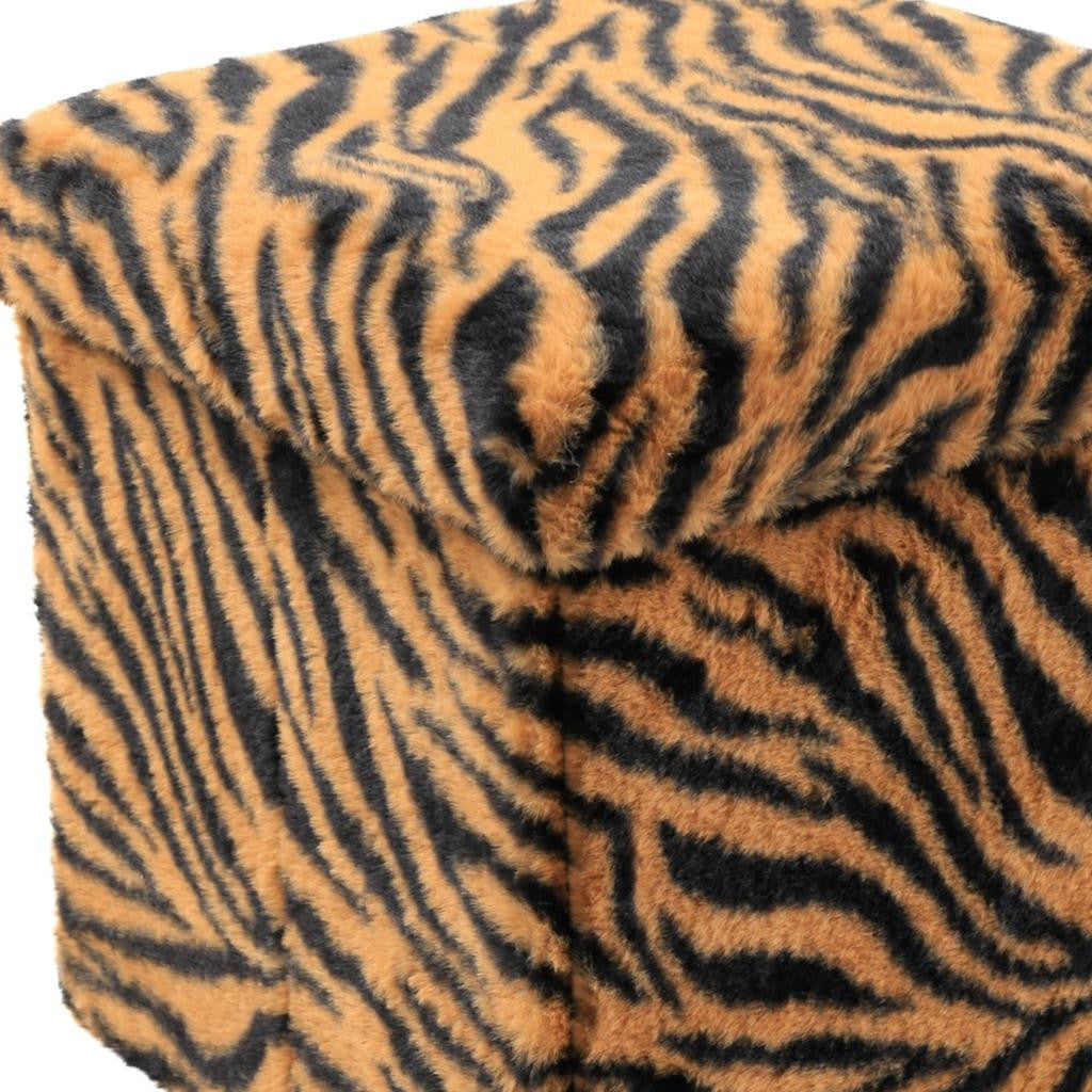 12" Plastic Animal Print Storage Ottoman